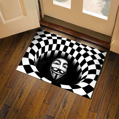 3D Plaid Floor Mat Halloween Clown Door Mat Sewer