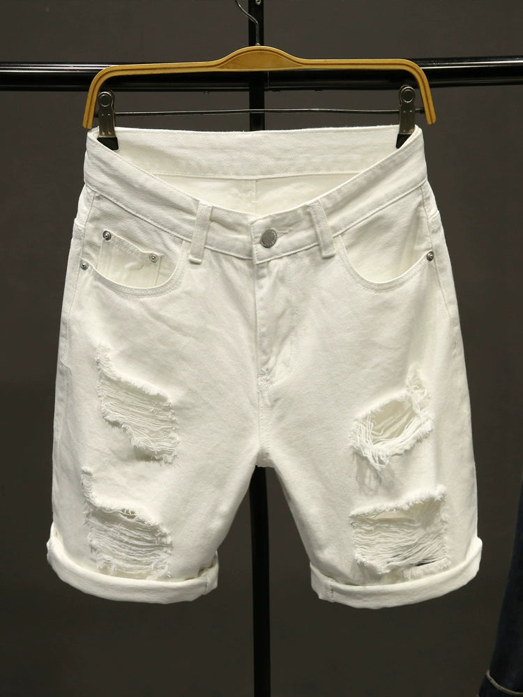 Shorts vaqueros blancos con agujero