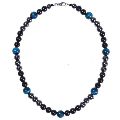 Tigereye Hematite Obsidian Triple Protection Necklace