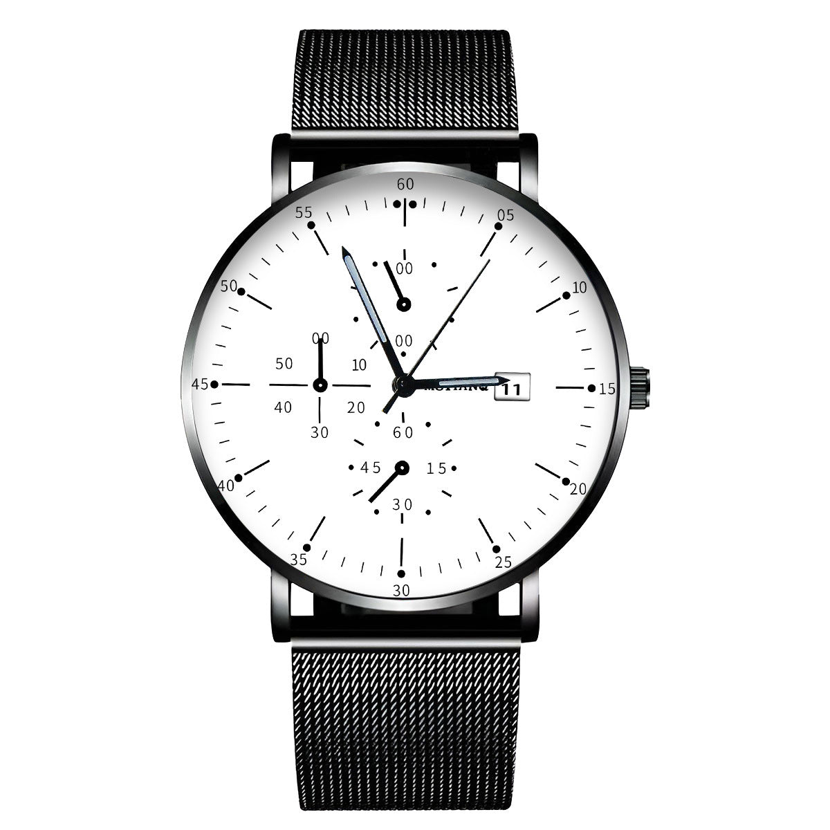 Black Ultra-thin Men's Steel Strap Watch