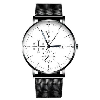 Black Ultra-thin Men's Steel Strap Watch