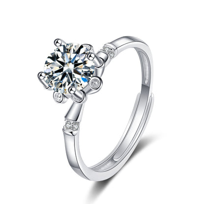 S925 Sterling Silver Moissanite 1 Karat Ring For Women