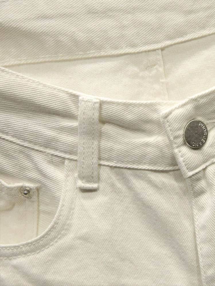 Hole White Denim shorts