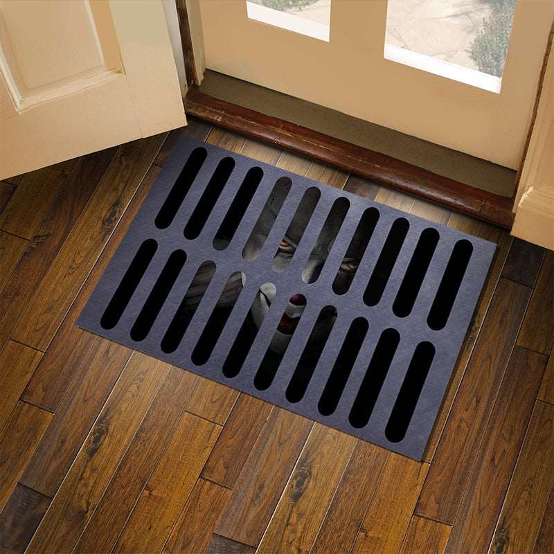 3D Plaid Floor Mat Halloween Clown Door Mat Sewer