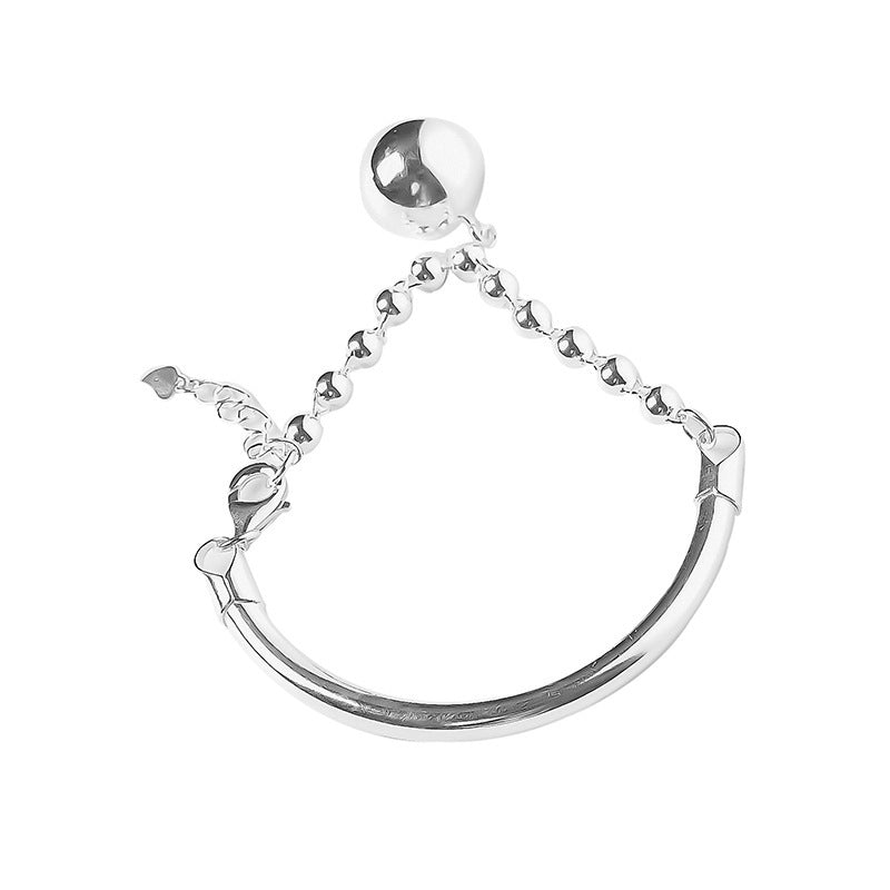 Pulsera de cuentas redondas de plata de ley