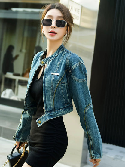 High Waist Denim Sexy Distressed Jacket Top Short Coat