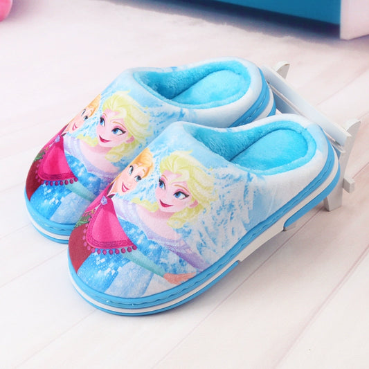 Winter Princess Elsa Fleece-Lined Child Cotton Slippers