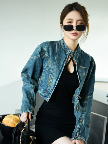 High Waist Denim Sexy Distressed Jacket Top Short Coat