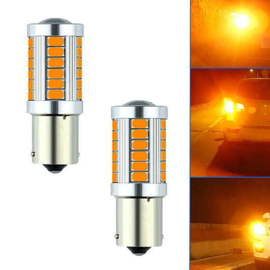 2pcs Amber Yellow LED Car Canbus No Error Turn Signal Lights