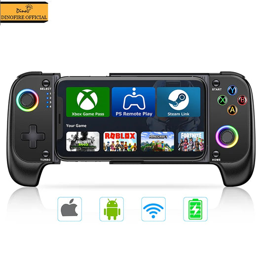 DinoFire teléfono celular Gamepad Joystick para iPhone Android Control Bluetooth controlador disparador con efecto Hall Stick juego móvil