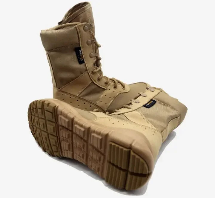 Botas militares militares de tobillo de combate para hombre con cordones impermeables