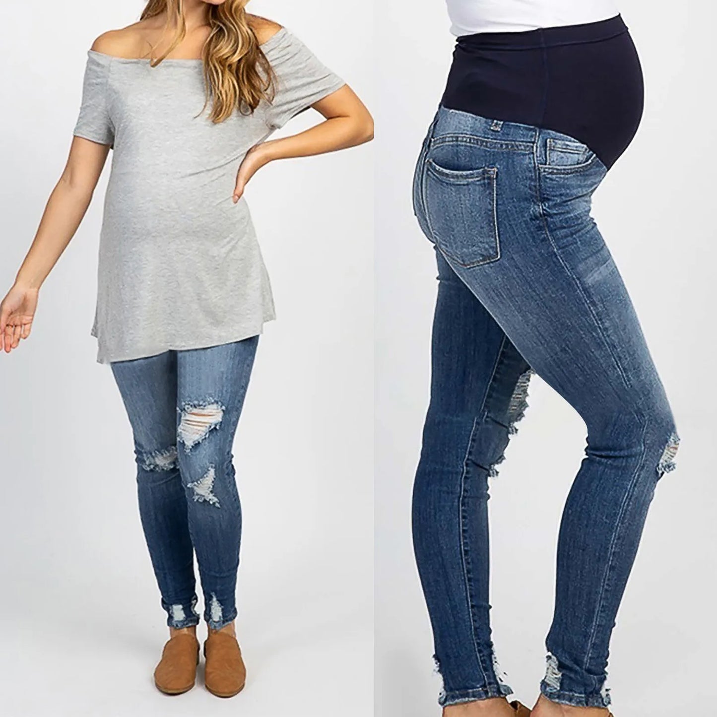 Maternity Jeans High Waist Belly Skinny Pencil Pants