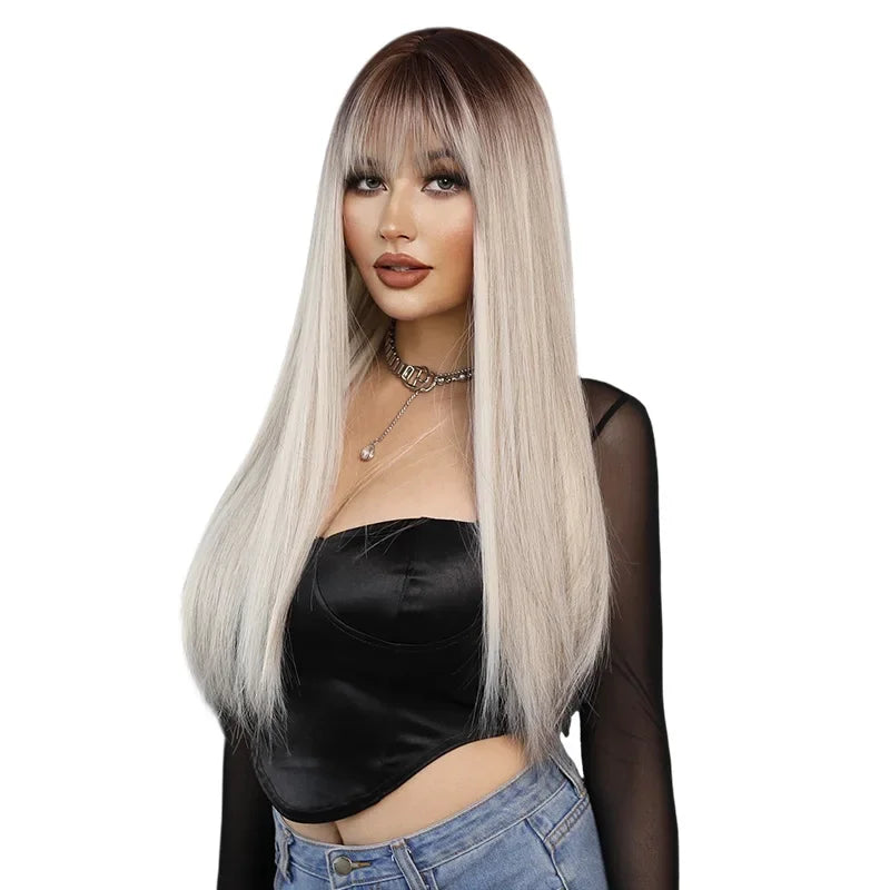 26" 9Color Long Ombre mix Blonde Brown Body Wavy  Party Cosplay Wig