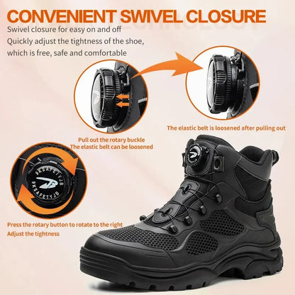 Rotating Button Safety Work Boots Steel Toe