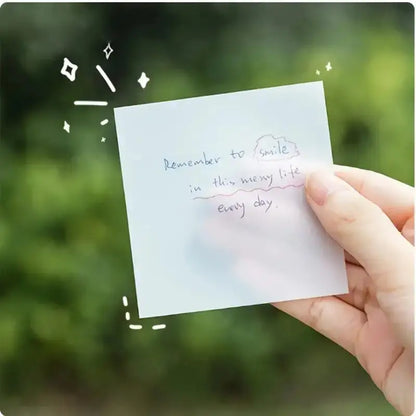 Transparent Sticky Notes, Writable Minimalist Memo Paper, Can Be Used for Notes Multiple Times, 50 Sheets