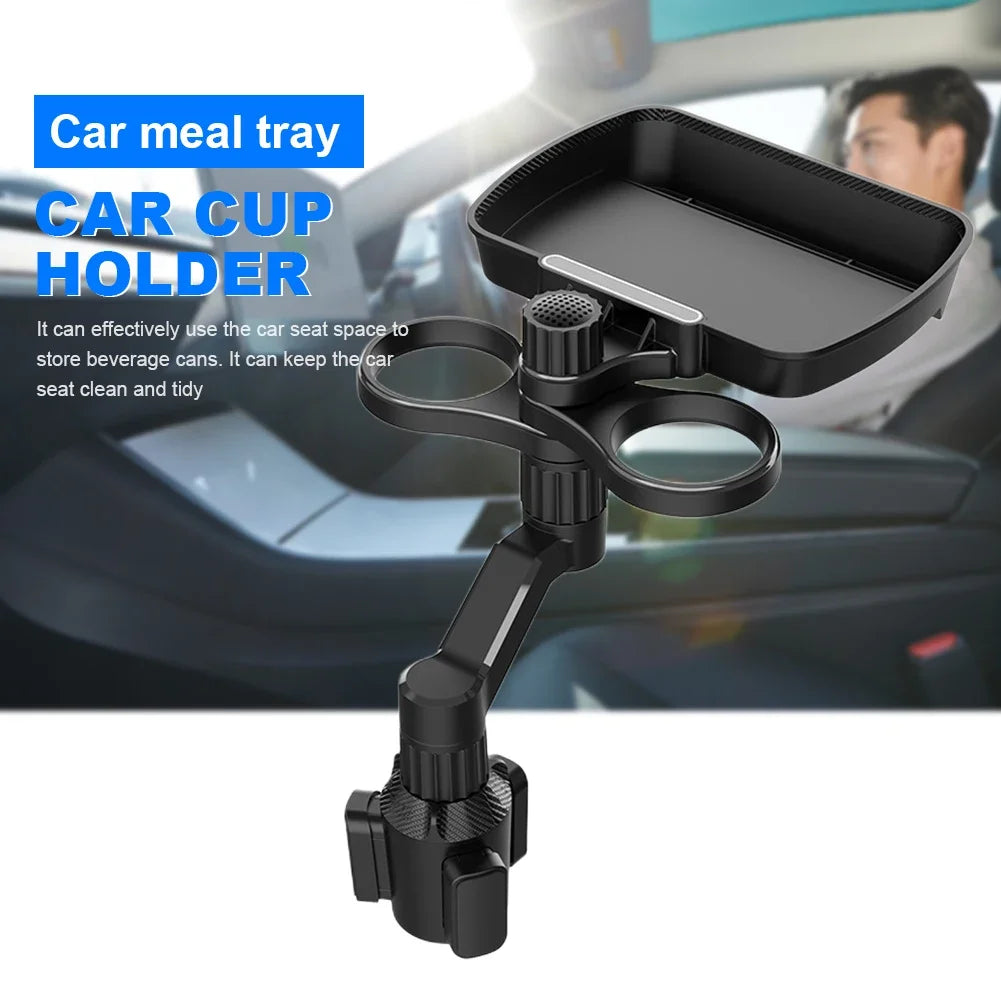 Soporte ajustable para bebidas, portavasos multifuncional para coche con bandeja giratoria 360, mesa de café