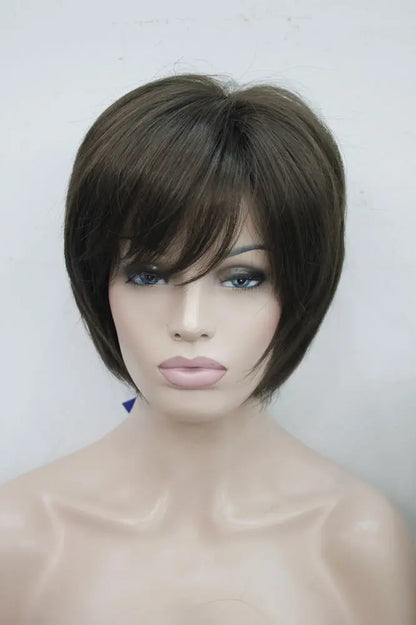 new vogue chestnut brown short straight lady's synthetic wig