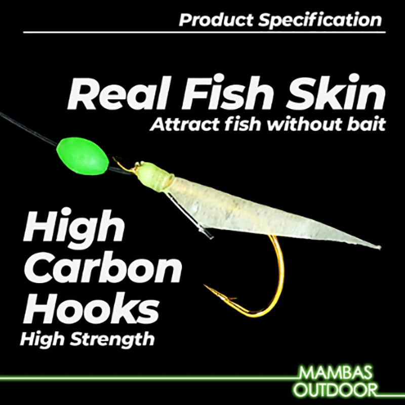 White Fish Skin Biomimetic String Hook, Aji Hook, Angler Hook, Fishing Gear