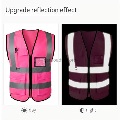 Reflective Vest High-Grade Safety Signal  Rider Jacket Vest High Visibility Working Safety Jacket Fluorescent  Woman