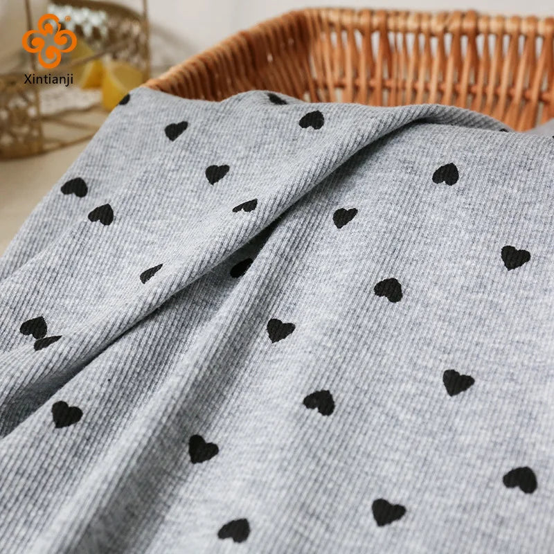 Summer Fashion Stretchy Dot Rib Printed Cotton Sewing Knit Fabric By Half Yards Dress,T-shirt Jersey Material  45*135cm YHTJ0050