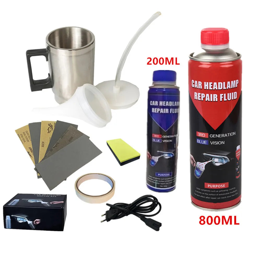 Car Headlight Restoration Repair Liquid Kit polishing Renovator Headlight Heating Atomizing Cup Refurbishmen repair Hydrophobic