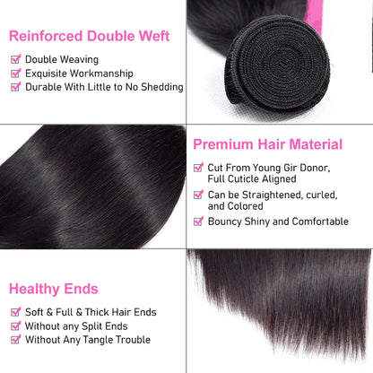 Peruvian Straight Hair Extensions Human Hair Bundles No Tangle