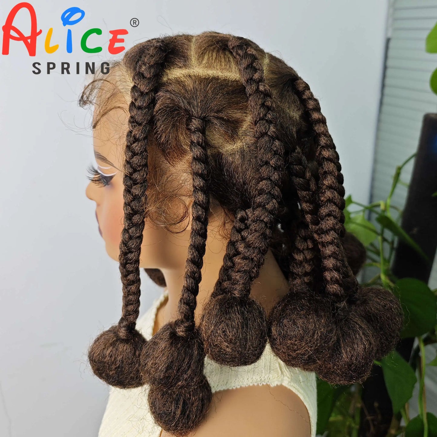 12 Inches Natural Color Synthetic Braided Wigs Transparent Lace Front Kontless Box Braiding Wigs With Baby Hair for Black Women