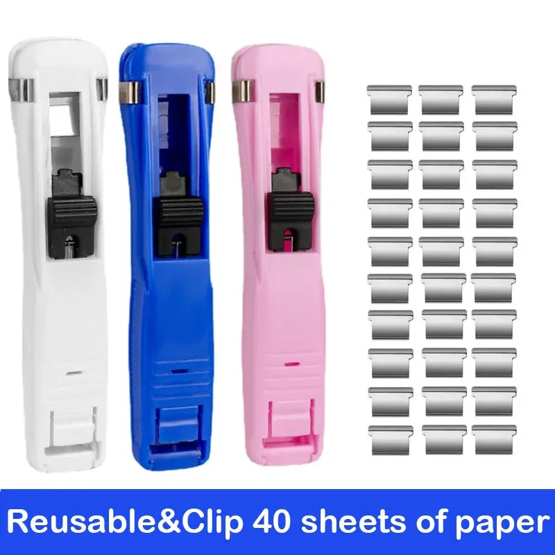 Push Clip Stapler Staple Remover Binder Push Clamp Tape Dispenser Paper Clips Stationary School Office Supplies Bookbinding