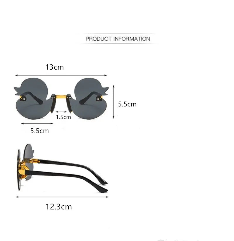 Rimless Cartoon Duck Shape Sunglass