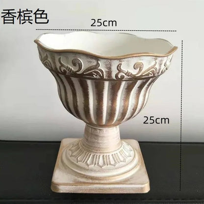 White Flower Weng Plastic European Style Retro Flower Pot