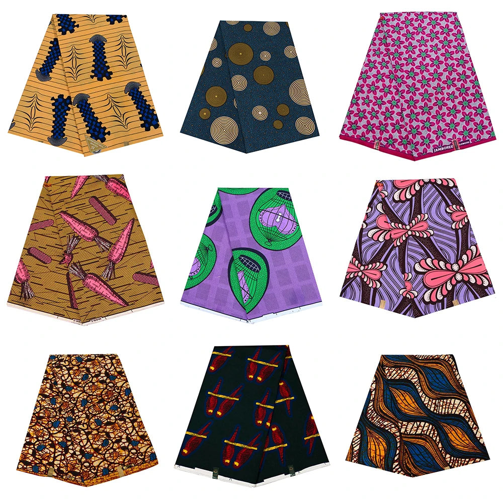 African Wax Prints Fabric New veritablewax 2022 Ankara Bazin High Quality 6 Yards African Fabric For Party Dress A-8