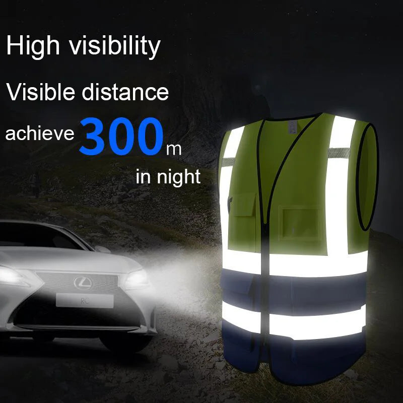 High Visibility Reflective Safety Vest Work Uniform Signal Security Jacket Reflex Clothing Rider Motor Geology Man