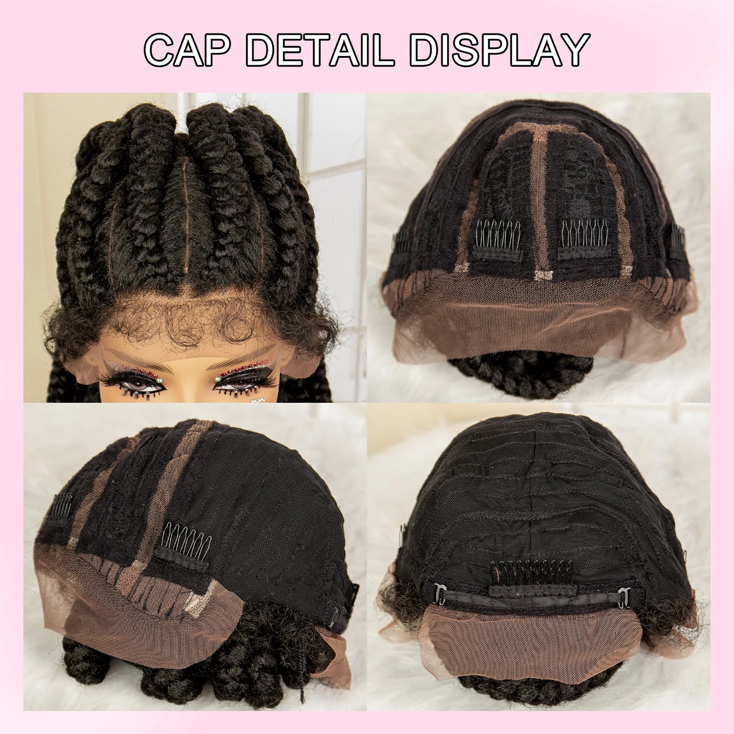 Synthetic Ponytail Braided Wigs Lace Frontal 24 Inches African Knotless Twist Braids  with Baby Hair