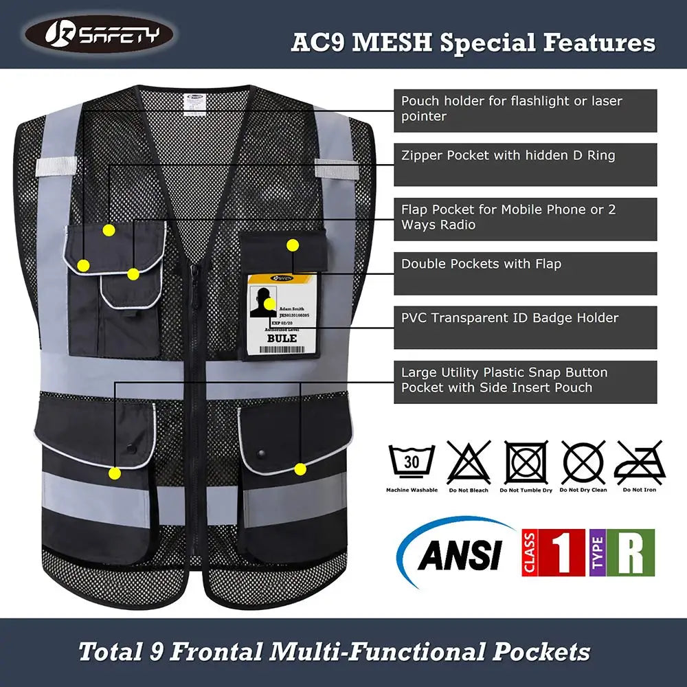 Reflective Safety Vest Working High Visibility Police Safety Vests Rider Jacket Mesh Breathable Fabric For Desert Hot Areas