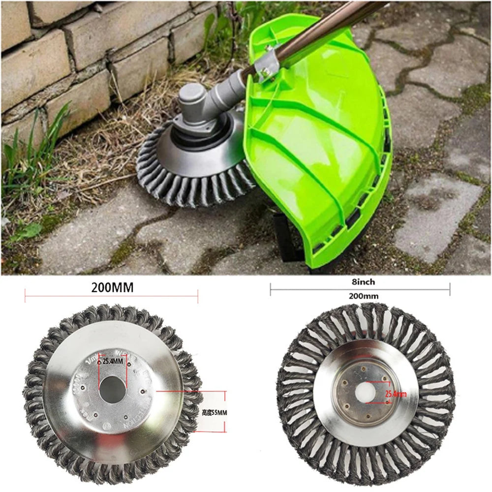 Steel Wire Wheel Garden Weed Brush Lawn Mower Grass Eater Trimmer Brush Cutter Tools Garden Grass Trimmer Head Weed Brush