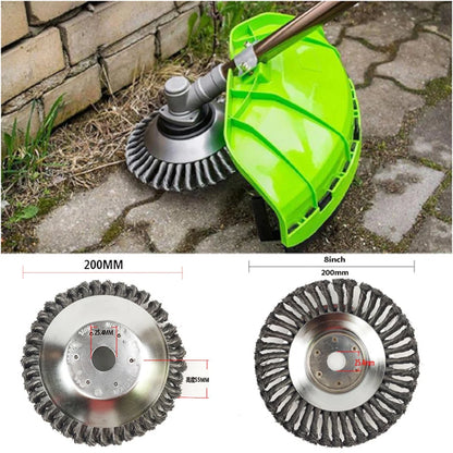 Steel Wire Wheel Garden Weed Brush Lawn Mower Grass Eater Trimmer Brush Cutter Tools Garden Grass Trimmer Head Weed Brush