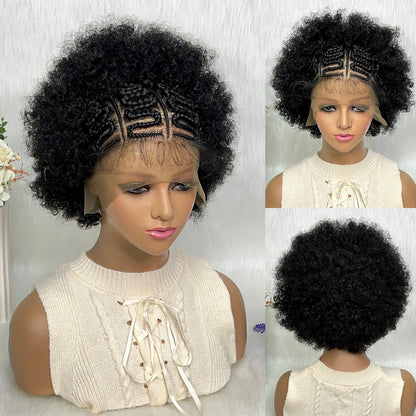 13x6 Lace Front Braided Wigs Africa Wig Synthetic Lace Front Wig With Baby Hair For Black Women Wig Kinky Curly Hair Wigs