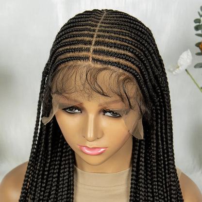 KIMA Synthetic 36 inch Cornrow Braided Wigs Transparent Full Lace Wig Fulani Stitch Box Braids With Baby Hair