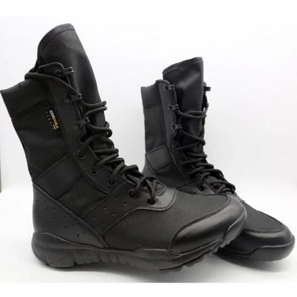 Botas militares militares de tobillo de combate para hombre con cordones impermeables