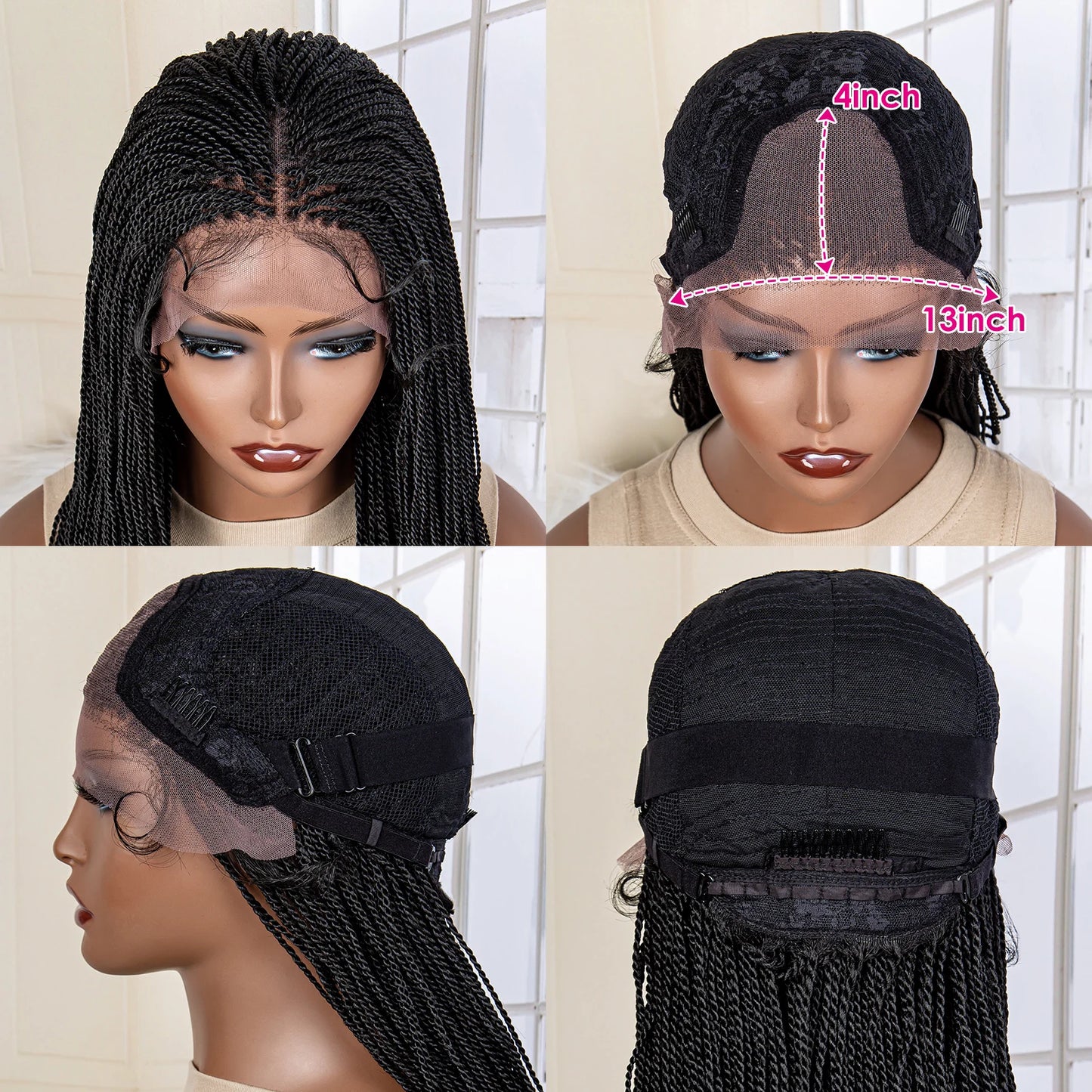 Synthetic Twist Braided Wigs 13x4 Lace Frontal Synthetic Braiding Hair for Black Women Daily Use 30 Inches Braiding Wigs