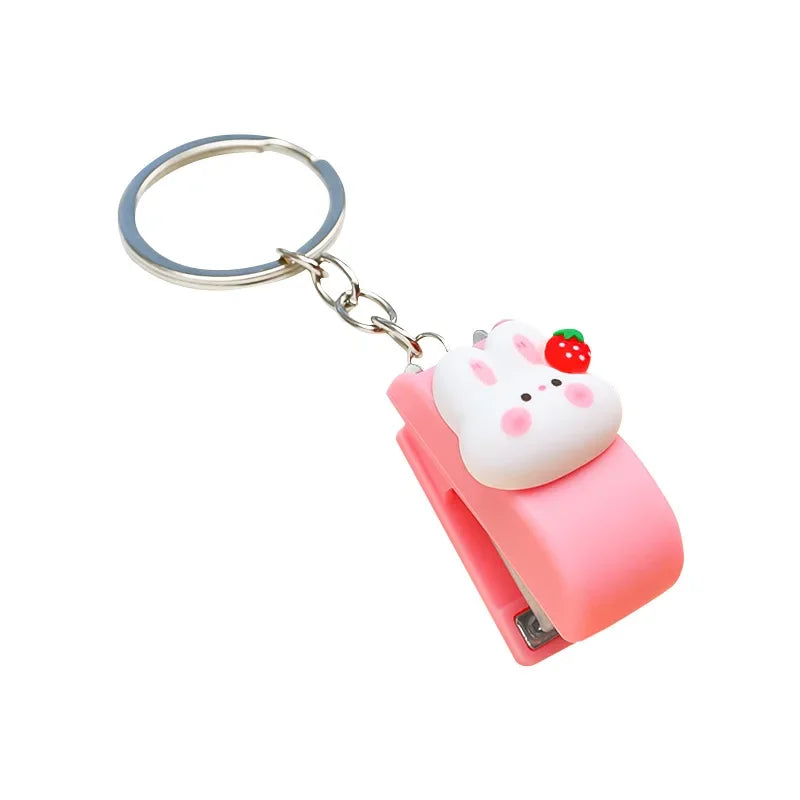 Cartoon Mini Stapler 10# Keychain Portable Stapler for Students Office School Binding Supplies