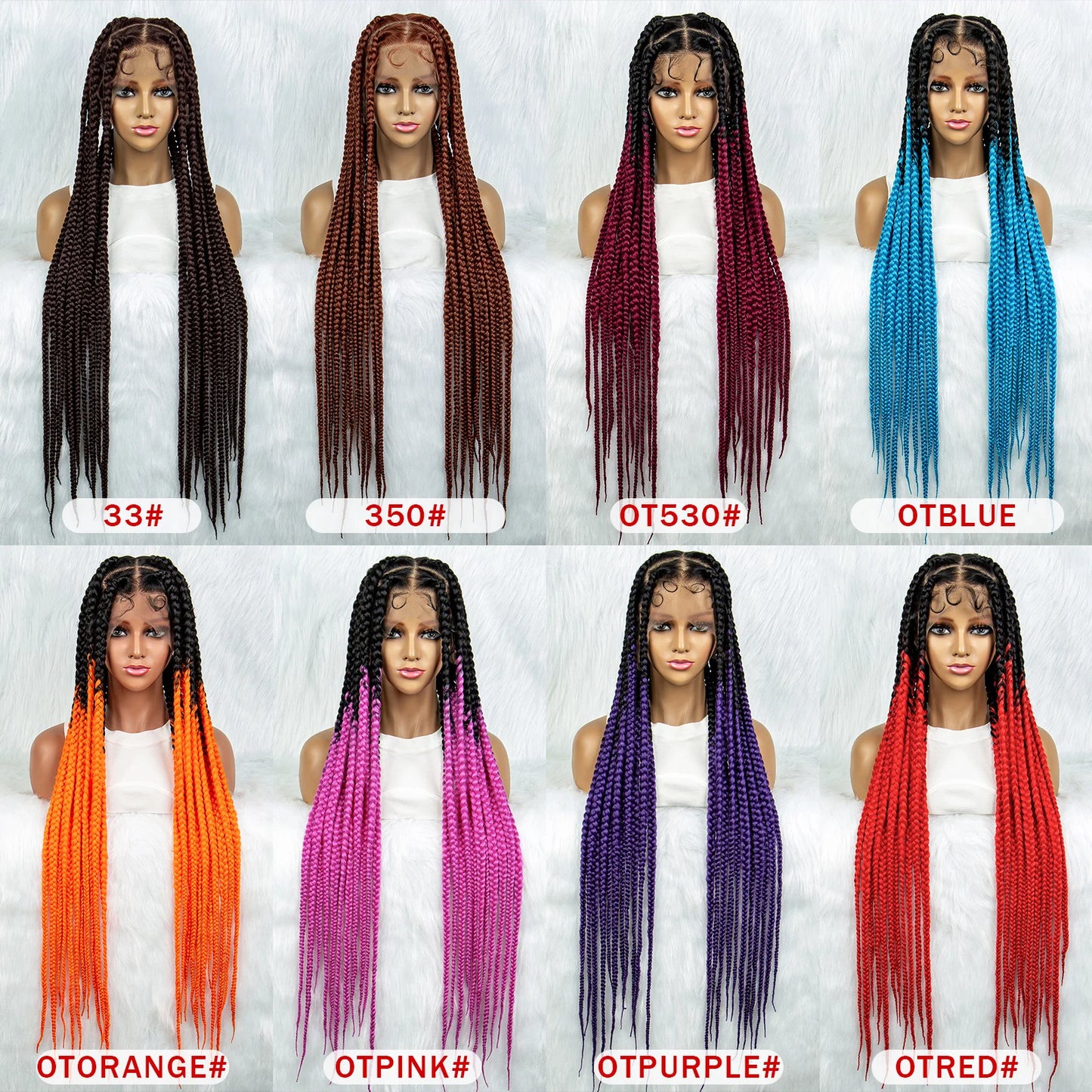 HD Full Synthetic Lace Braided Big Square Knotless Box Braids With Baby Hair