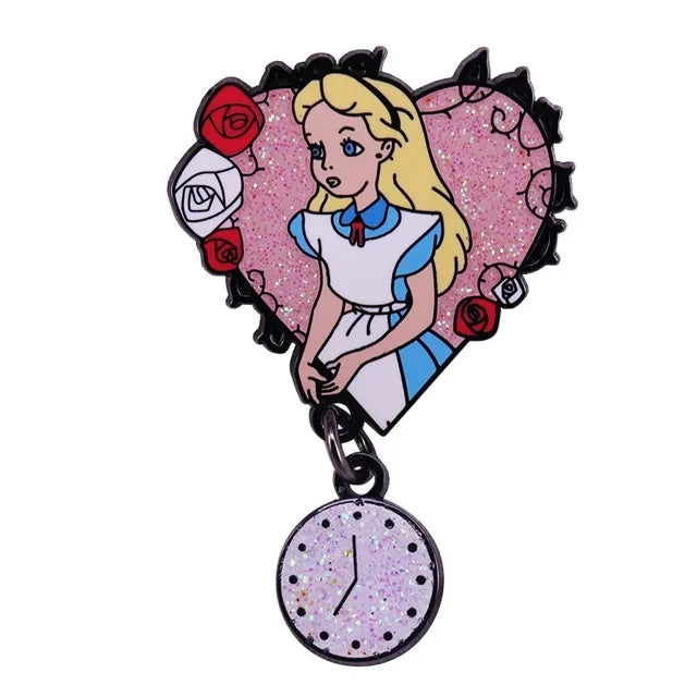 Alice In Wonderland Enamel Pins Fantasy Movies Cartoon Anime Metal Brooch Badge Fashion Jewellery Backpack Accessory Gifts