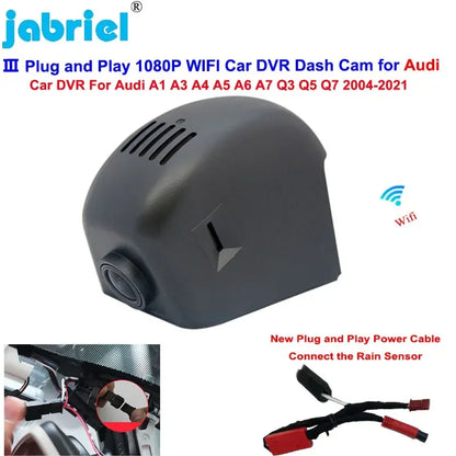 Cámara de salpicadero DVR para coche Plug and Play para Audi A1 A3 A4 A5 A6 A7 A8 Q3 Q5 Q7 TT 2004-2023 Wifi cámara de coche 1080P cámara de salpicadero grabadora de vídeo