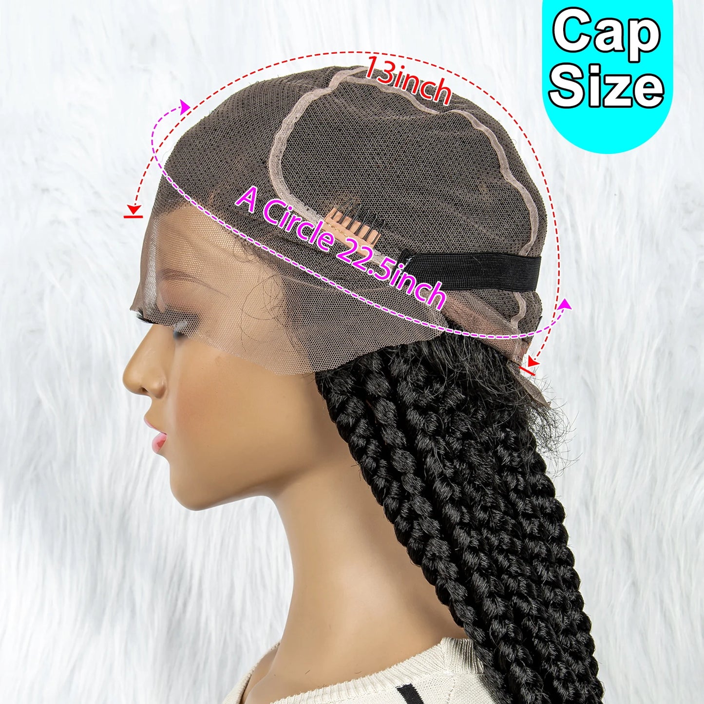 HD Full Synthetic Lace Braided Big Square Knotless Box Braids With Baby Hair