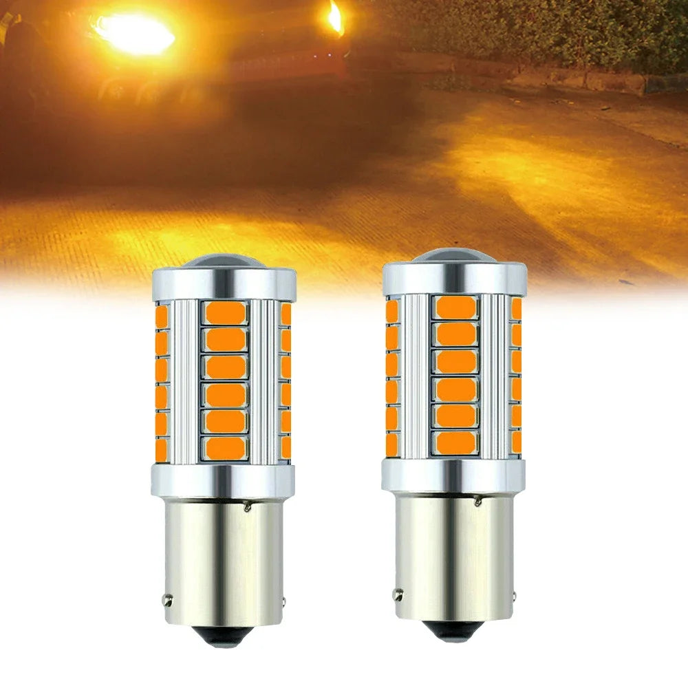 2pcs Amber Yellow LED Car Canbus No Error Turn Signal Lights