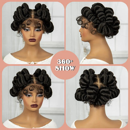 Full Lace Handmade Bantu Braided Wigs with Baby Hair Synthetic Natural Braided Lace