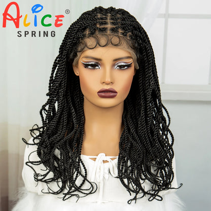 Synthetic Lace Front Braided Wigs 20inch Straight Braided Lace Wigs for Women Knotless Box Braiding Hair Wig Handmade Twist Wigs