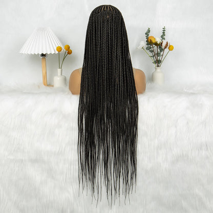 KIMA Synthetic 36 inch Cornrow Braided Wigs Transparent Full Lace Wig Fulani Stitch Box Braids With Baby Hair