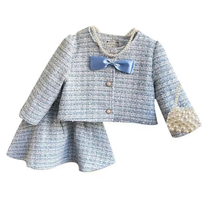 Conjunto de tweed de 2 piezas para niña Traje de invierno